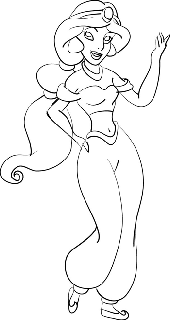 350x658 How To Draw Jasmine From Aladdin With Easy Step By Step Drawing