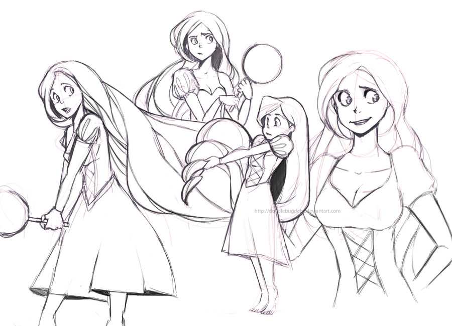 900x650 Tangled Rapunzel Sketches By Do0dlebugdebz