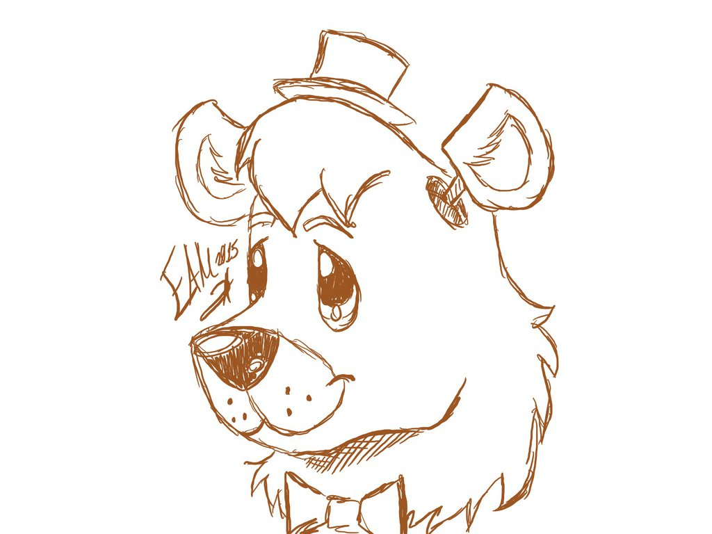 1024x768 Freddy Fazbear Disney Style Sketch By Painterpon3