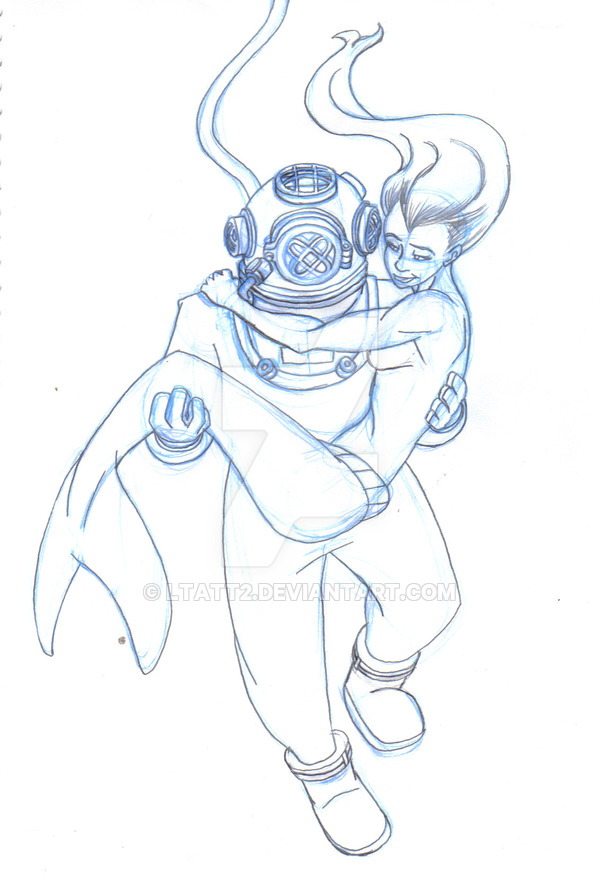 600x884 Diver And Mermaid By Ltatt2