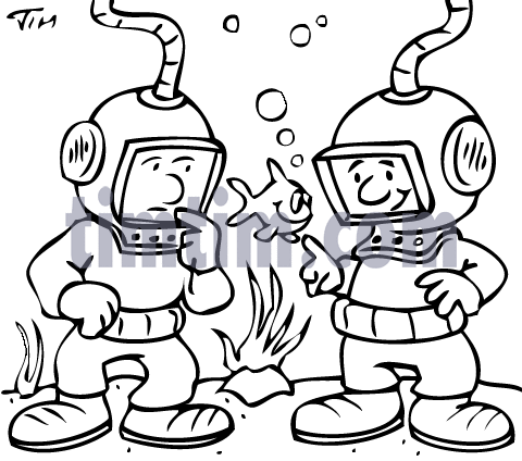 480x424 Free Drawing Of Deep Sea Divers Bw From The Category Occupations