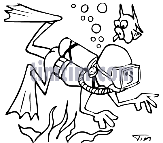 566x494 Free Drawing Of Scubadiving Bw From The Category Sports