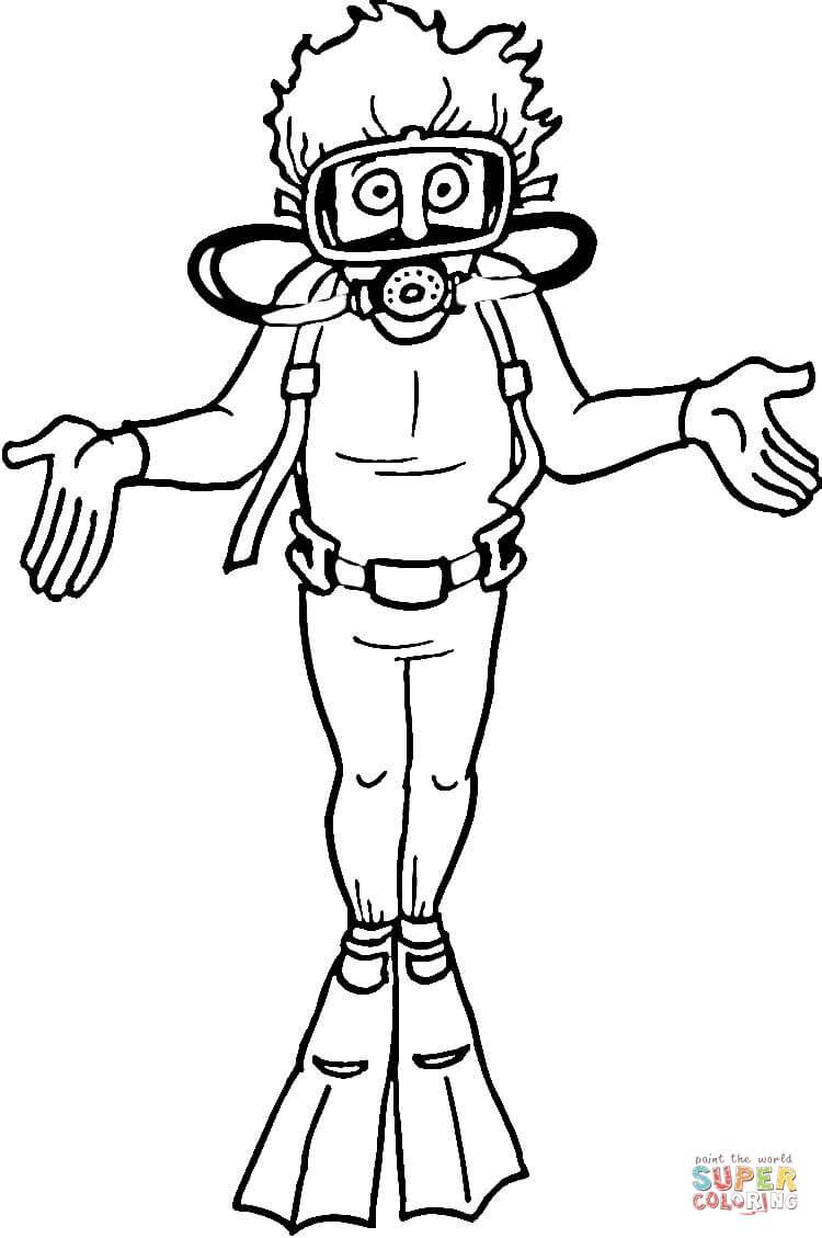 750x1129 Scuba Diver Coloring Page Free Printable Coloring Pages