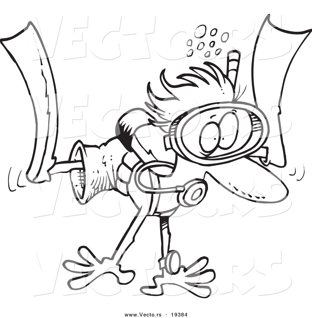 1024x1044 Vector Of A Cartoon Scared Diver