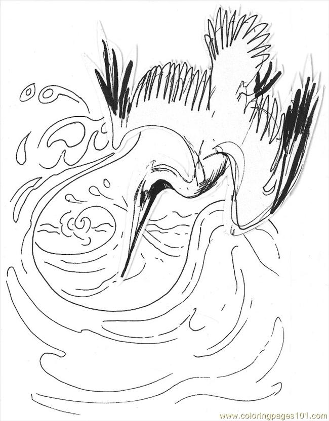 650x833 Large Pelican Diving 2 Coloring Page