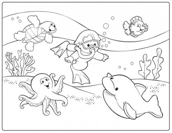 700x541 Little Boy Diving Coloring Page Beach Pages Of Kidscoloringpage