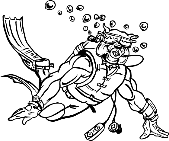 560x467 Mascot Decals Bulldogs Mascot Decals Scuba Diving Bulldog