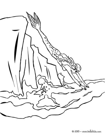 364x470 Mermaid Diving Coloring Pages