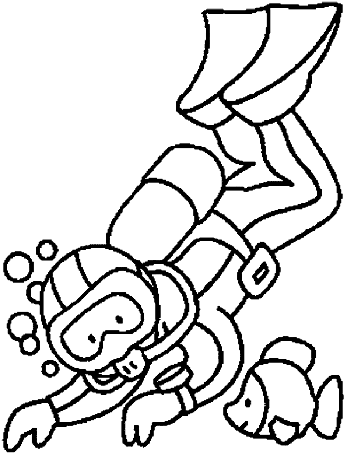 700x925 Scuba Diver Under The Sea Coloring Page Ktc Crafts Centers