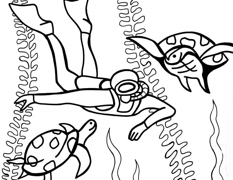 777x600 Under The Sea Diving Coloring Pages