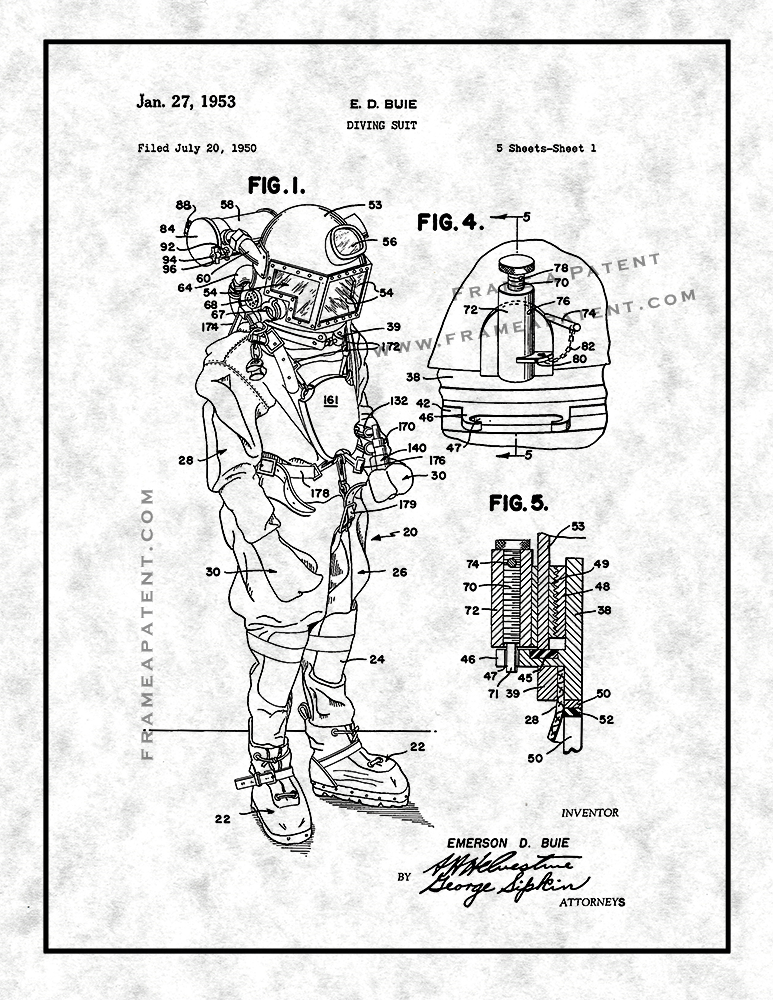 773x1000 Diving Suit Patent Print Patent Prints, Invention Artwork