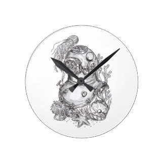 324x324 Tattoo Drawing Wall Clocks Zazzle.co.nz