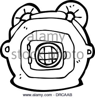 310x320 An Hand Drawn Illustration Diver Helmet Stock Vector Art