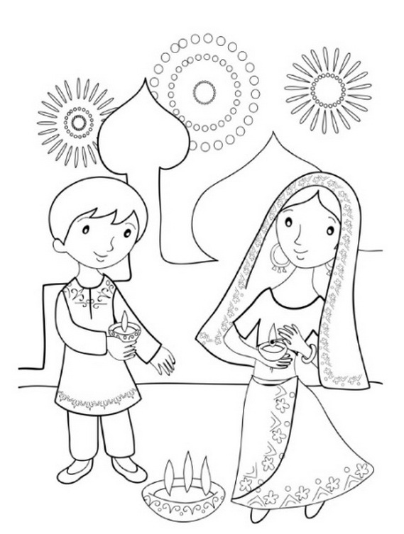 569x753 Diwali Colouring Pages