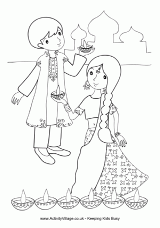 320x455 Diwali Colouring Pages