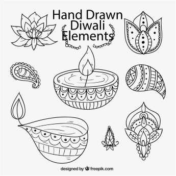345x345 Free Vector Happy Diwali Diya Doodle