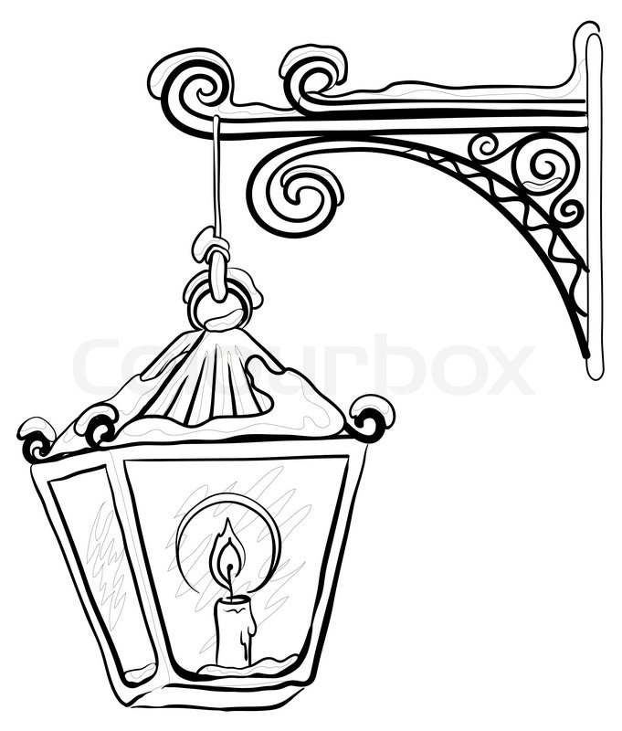 681x800 Vintage Street Lamp Glowing In The Snow, Hanging On A Decorative