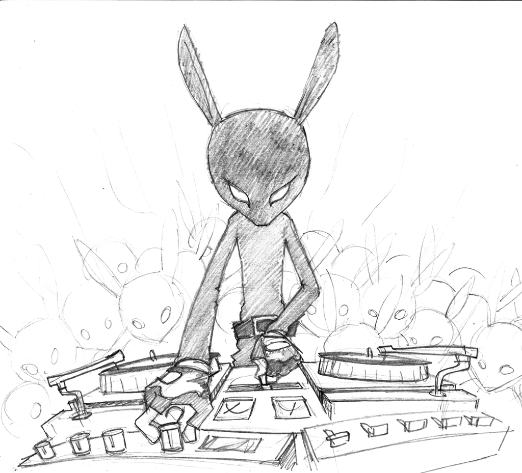 1024x929 Dj Black Rabbit Sketch By Jasinski