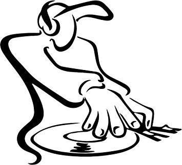 355x323 Funky Dj Headphones Vinyl Decal Sticker 6 Wide Matte