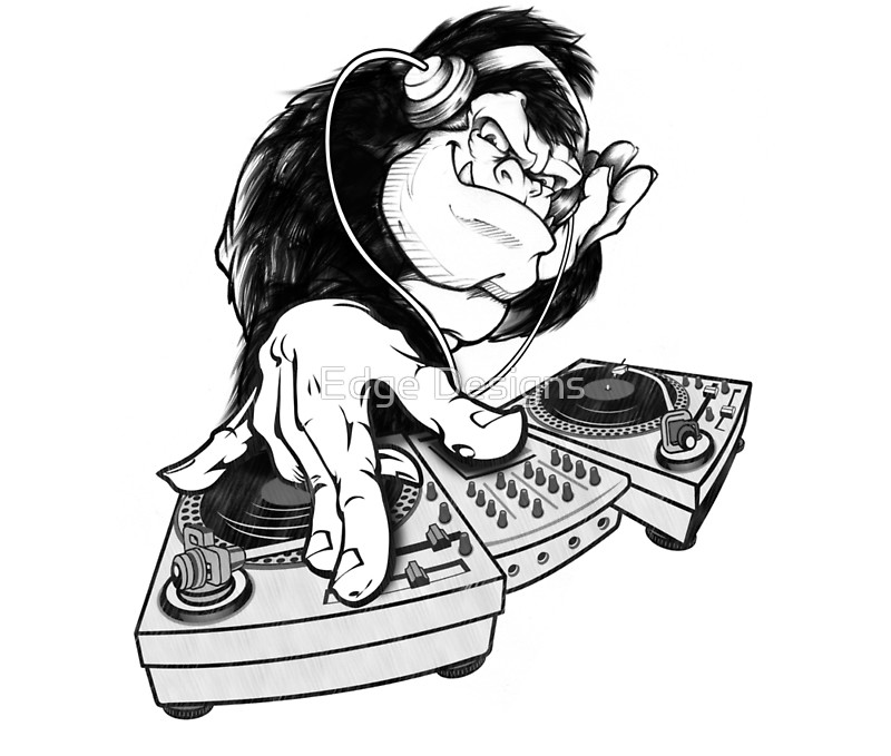 800x679 Monkey Animal Music Headphones Dj Turntable Duvet Covers By Edge