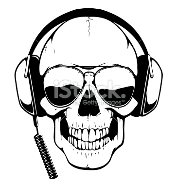 364x380 Skull With Headphones And Aviator Glasses Vector Art, Art