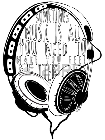 337x450 Vector Hand Drawn Sketch Of Headphones Against White Background