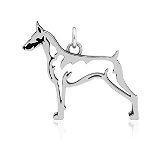 300x300 Sterling Silver Doberman Pinscher Pendant, Body Jewelry