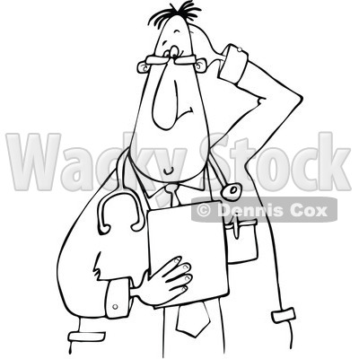400x400 Clipart Of A Cartoon Black And White Stumped Chubby Male
