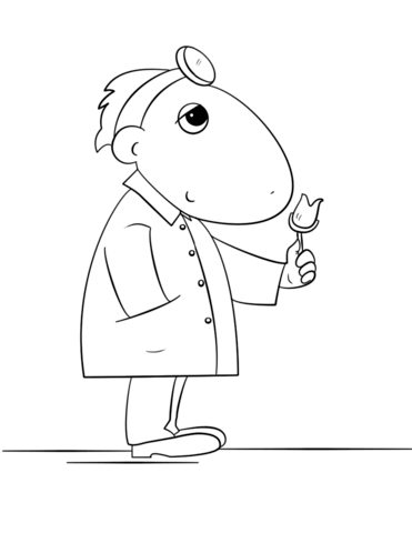371x480 Cartoon Dentist Doctor With A Tooth In Clamps Coloring Page Free