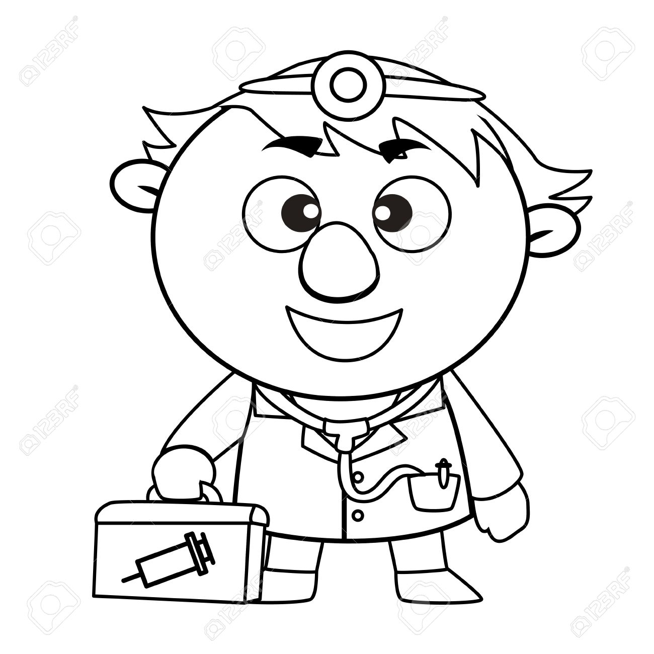 1300x1300 Black And White Coloring Page Outline Of A Doctor Royalty Free