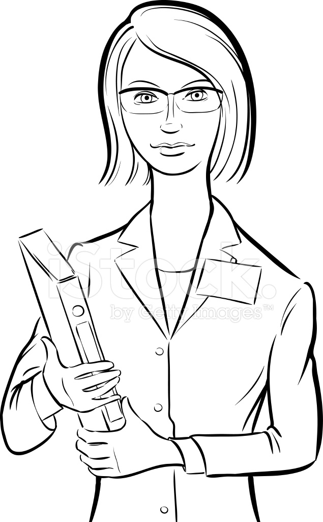635x1024 Whiteboard Drawing Woman Doctor With Folder Stock Vector