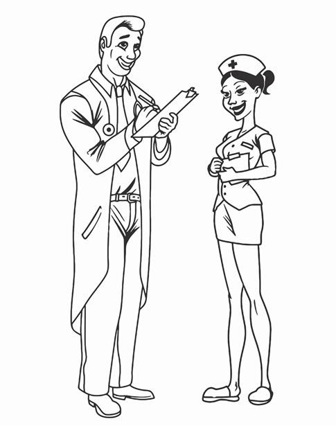 485x615 Cartoon Doctor And Nurse Printable Image Illustration Sketch
