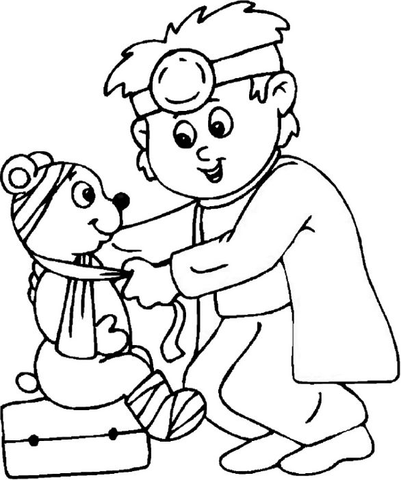 586x701 Coloring Child Plays Doctor Picture