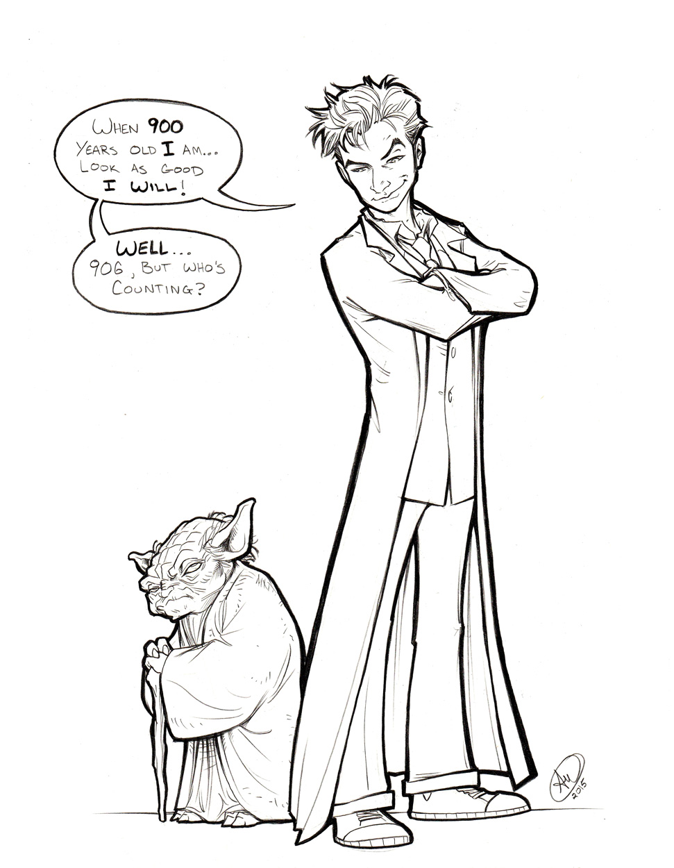971x1250 10th Doctor And Yoda By Adamwithers