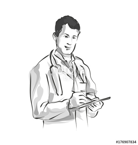 475x500 Vector Line Sketch Doctor Stock Image And Royalty Free Vector