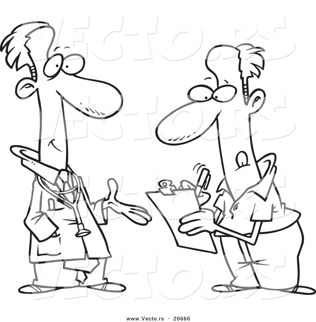 1024x1044 Vector Of A Cartoon Doctor Talking To A Patient Filling Out Forms