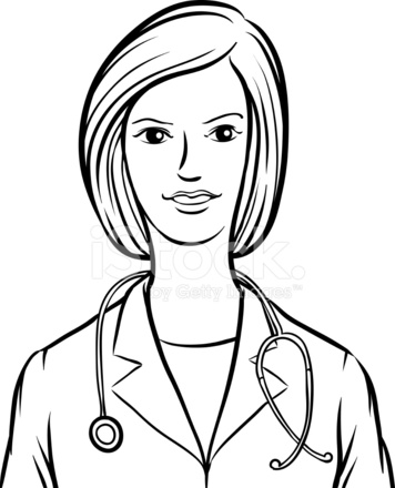 356x440 Whiteboard Drawing Doctor Woman Stock Vector