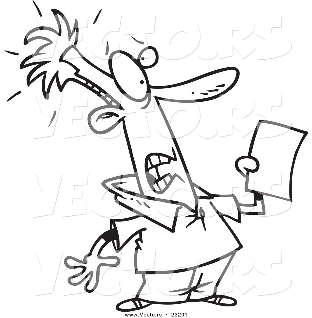 1024x1044 Vector Of A Cartoon Shocked Man Holding A Document