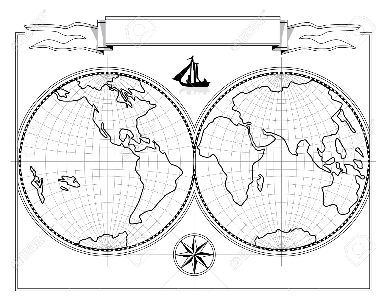 1300x1031 Map Of Hemispheres The Drawing. The Vector Document Of Format