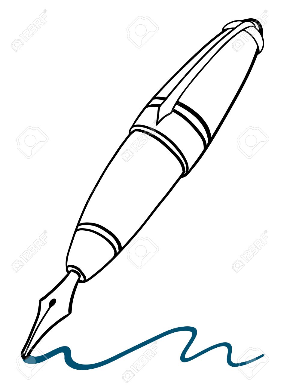 975x1300 Doodle Illustration Of A Classic Fountain Pen With A Gold Metallic