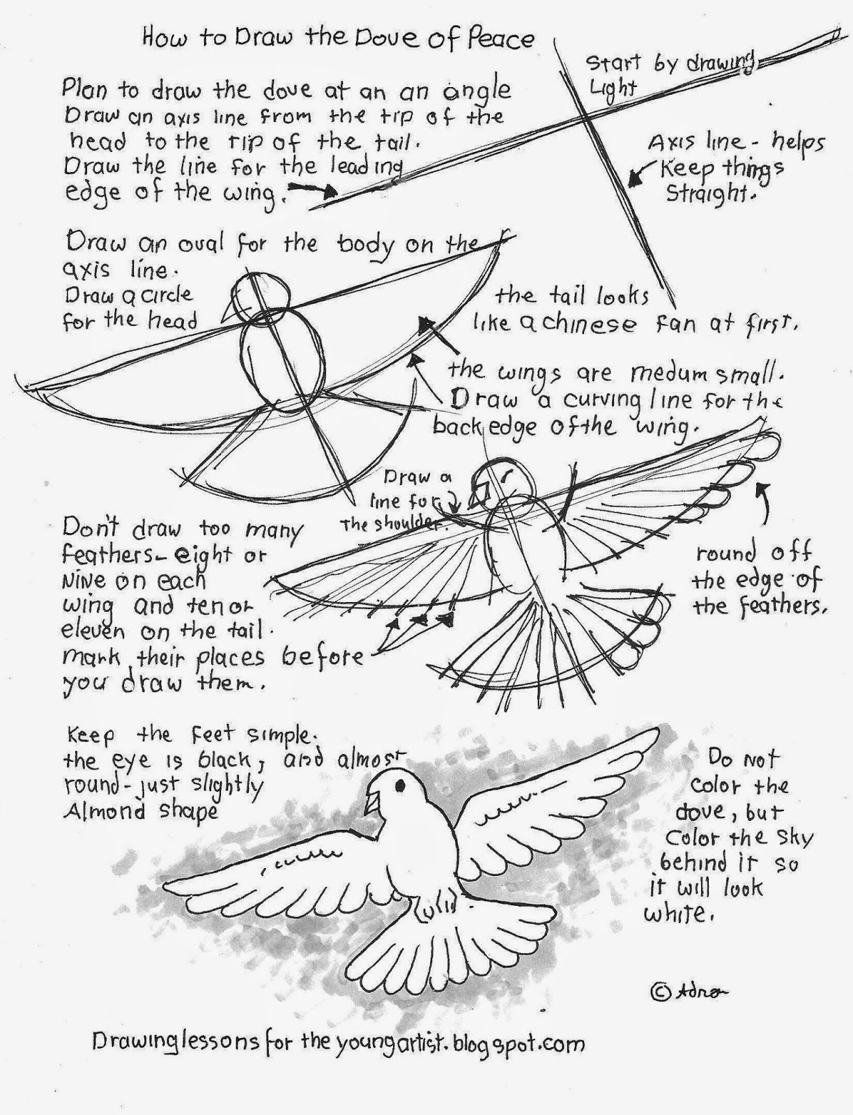 1224x1600 How To Draw Worksheets For The Young Artist How To Draw The Dove