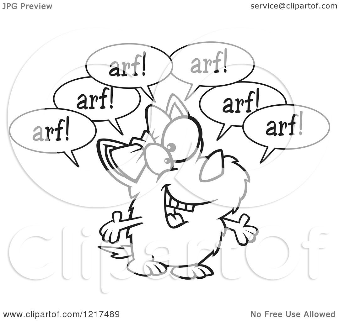 1080x1024 Clipart Of An Outlined Cartoon Little Dog Barking