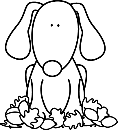 408x449 Dog Black And White Black And White Dog Sitting In Leaves Clip Art