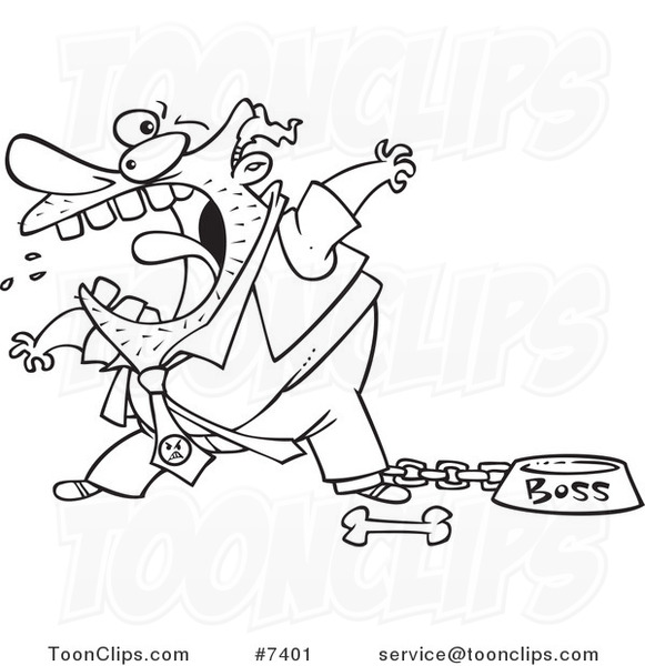 581x600 Cartoon Blacknd White Line Drawing Of Fierce Boss Tied Up By