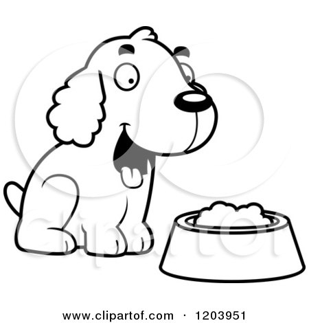 450x470 Cartoon Of A Cute Spaniel Puppy By A Bowl Of Dog Food
