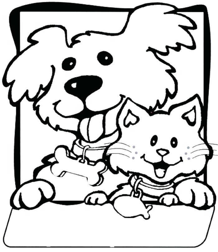 700x811 Coloring Cats And Dogs Dog And Cat Coloring Pages Together