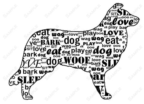 480x348 Personalized Border Collie Dog Silhouette Border Collie Word Art Print
