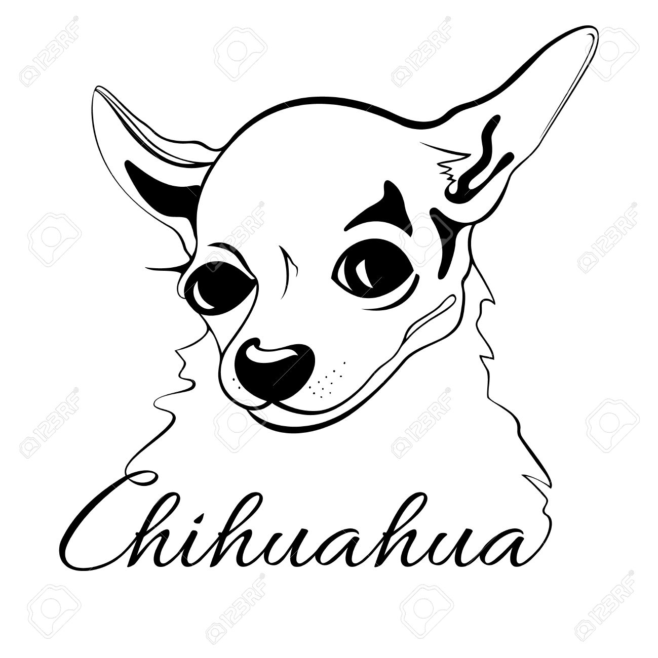 1299x1300 Outline Drawing Of The Dog's Head And The Words Chihuahua Royalty