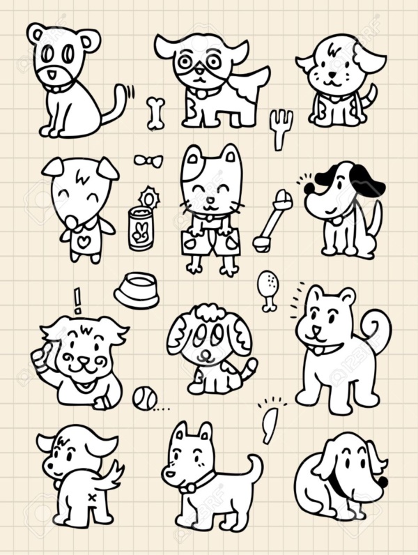 600x796 40 Simple Dog Drawing To Follow And Practice