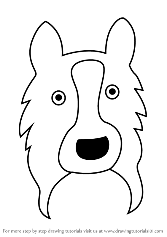 563x800 Learn How To Draw A Border Collie Dog Face For Kids (Animal Faces